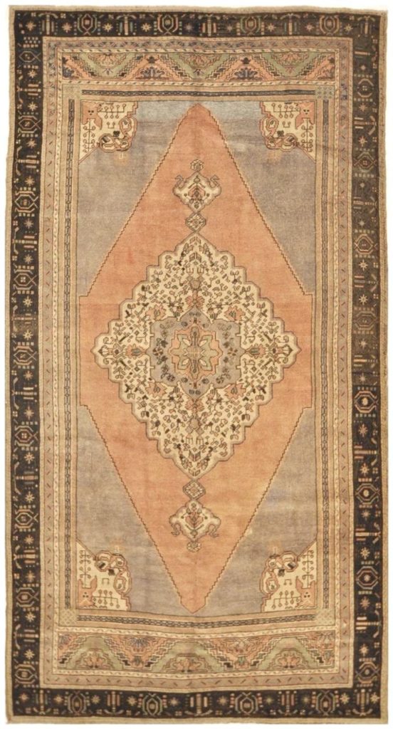 5′ x 10′ Peach Fine Hand-Knotted Turkish Vintage Rug – Traditional Wool