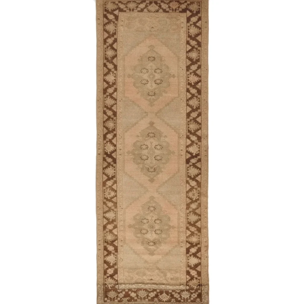 4′ x 11′ Pale Pink Fine Hand-Knotted Turkish Vintage Runner – Transitional Wool