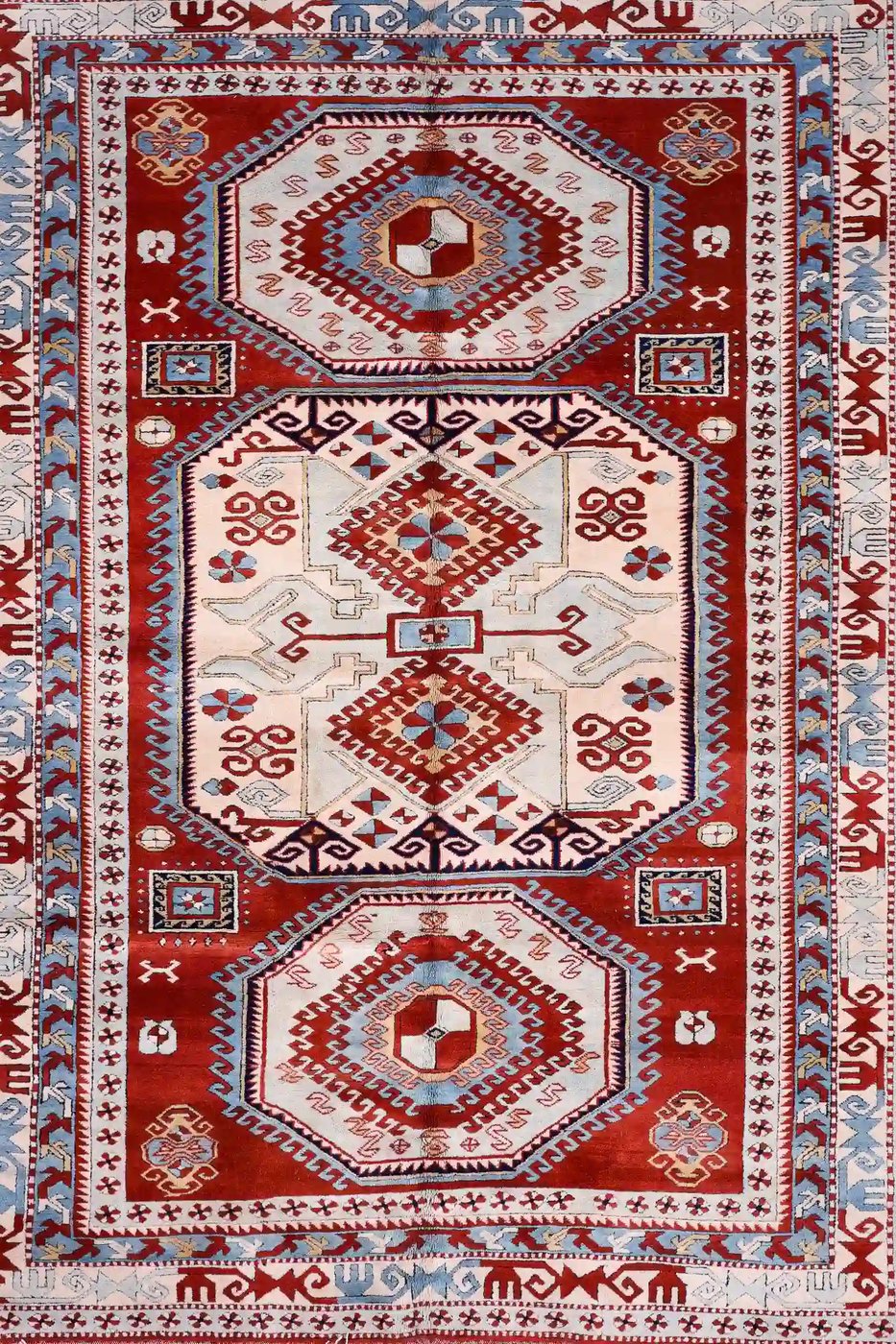 6′ x 8′ Red Fine Hand-Knotted Turkish Kazak Rug – Traditional Wool