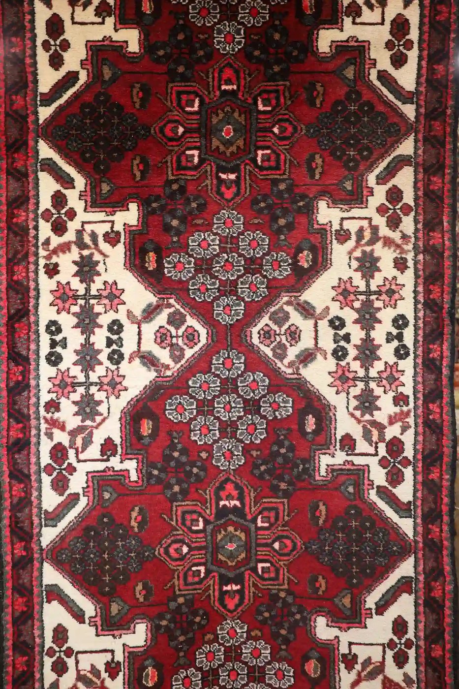 4′ x 10′ Red Fine Hand-Knotted Persian Hamadan Runner – Traditional Wool - 2 4′ x 10′ Red Fine Hand-Knotted Persian Hamadan Runner – Traditional Wool