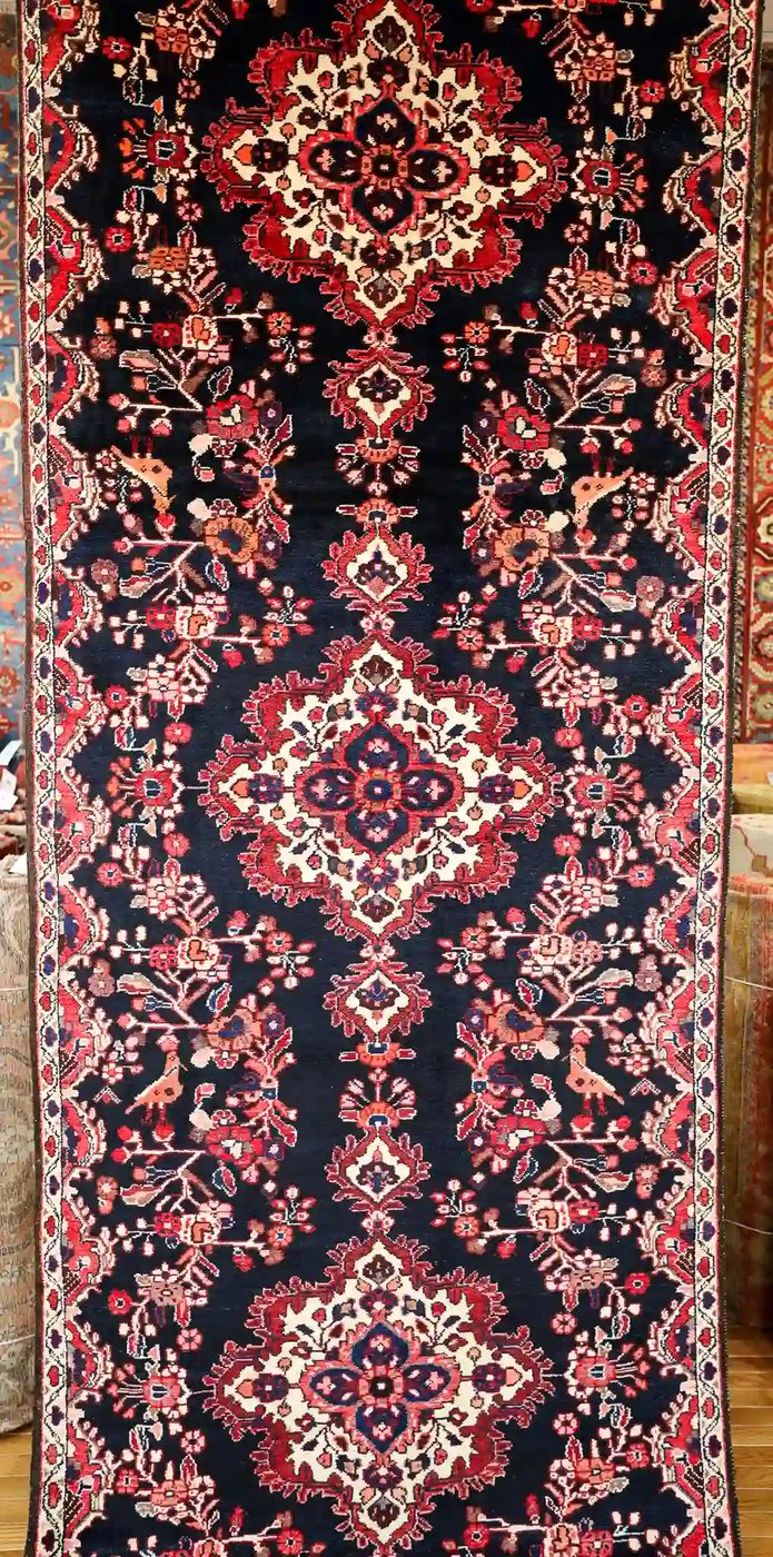 4′ x 12′ Red Fine Hand-Knotted Persian Bakhtiari Runner – Traditional Wool
