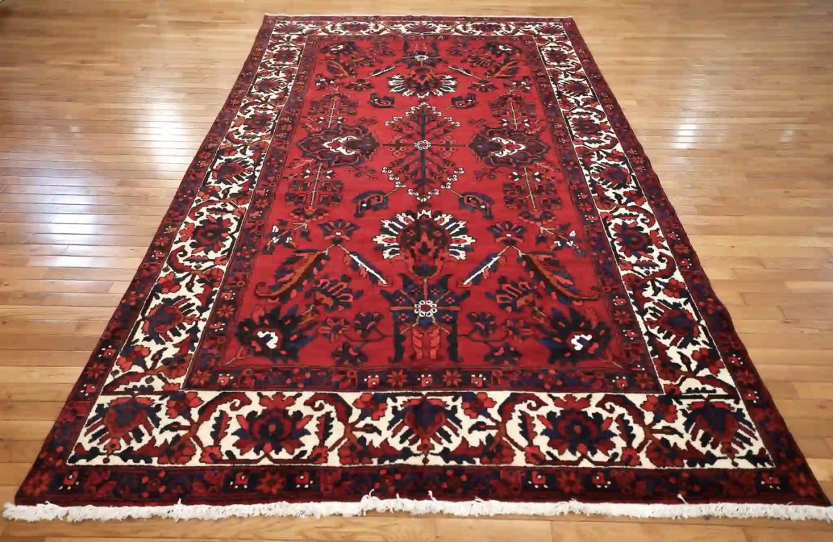 7′ x 10′ Red Fine Hand-Knotted Persian Bakhtiari Rug – Traditional Wool