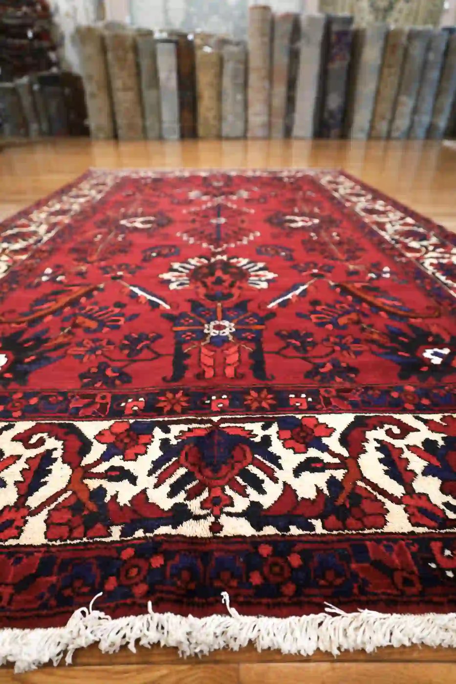 7′ x 10′ Red Fine Hand-Knotted Persian Bakhtiari Rug – Traditional Wool