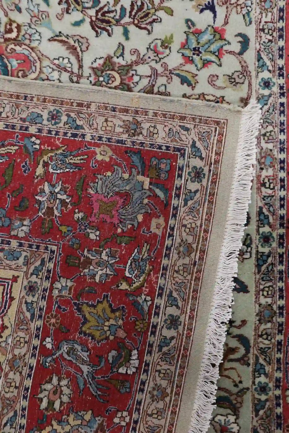 7′ x 10′ Green Fine Hand-Knotted Persian Tabriz Rug – Traditional Wool