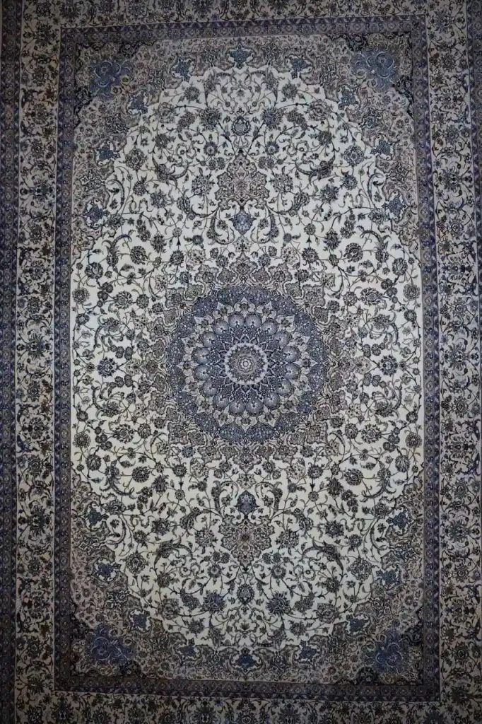 15′ x 26′ Palace Size Ivory and Blue Hand-Knotted Vintage Persian Nain Rug – Premium Wool