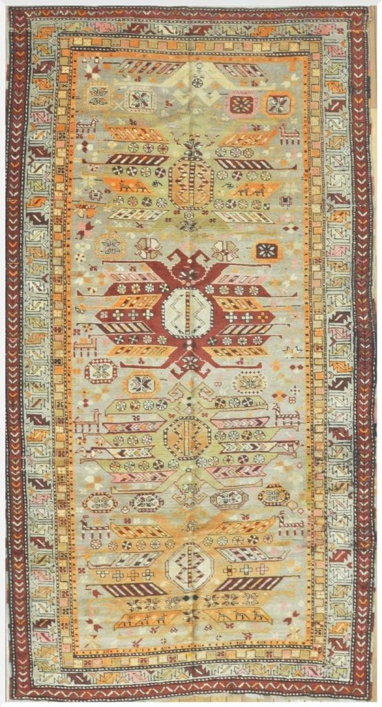 5′ x 9′ Caucasian Ivory Kazak Rug – Hand-Knotted Wool