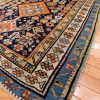 4′ x 6′ Deep Navy and Saffron Orange Hand-Knotted Antique Caucasian Shirvan Rug – Collector’s Wool
