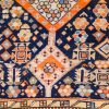 4′ x 6′ Deep Navy and Saffron Orange Hand-Knotted Antique Caucasian Shirvan Rug – Collector’s Wool