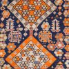 4′ x 6′ Deep Navy and Saffron Orange Hand-Knotted Antique Caucasian Shirvan Rug – Collector’s Wool