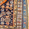 4′ x 6′ Deep Navy and Saffron Orange Hand-Knotted Antique Caucasian Shirvan Rug – Collector’s Wool