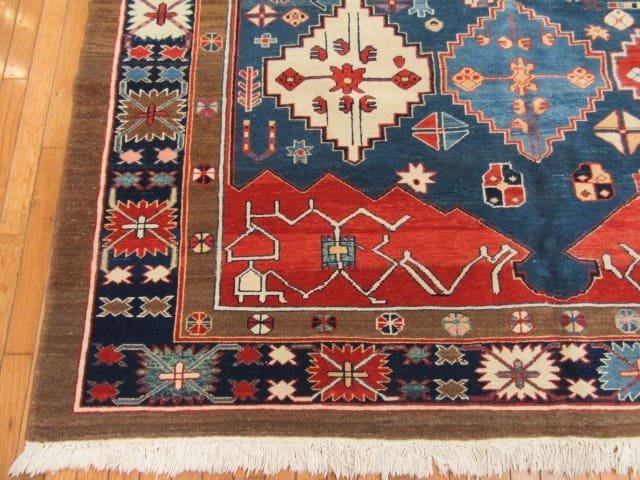 7′ x 8′ New Turkish Handmade Tribal Rug – Geometric Azari Design, Hand-Knotted Wool