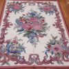 4′ x 6′ Cream Floral Handmade Needlepoint Rug – Chinese Aubusson Style Wool - 1 4′ x 6′ Cream Floral Handmade Needlepoint Rug – Chinese Aubusson Style Wool