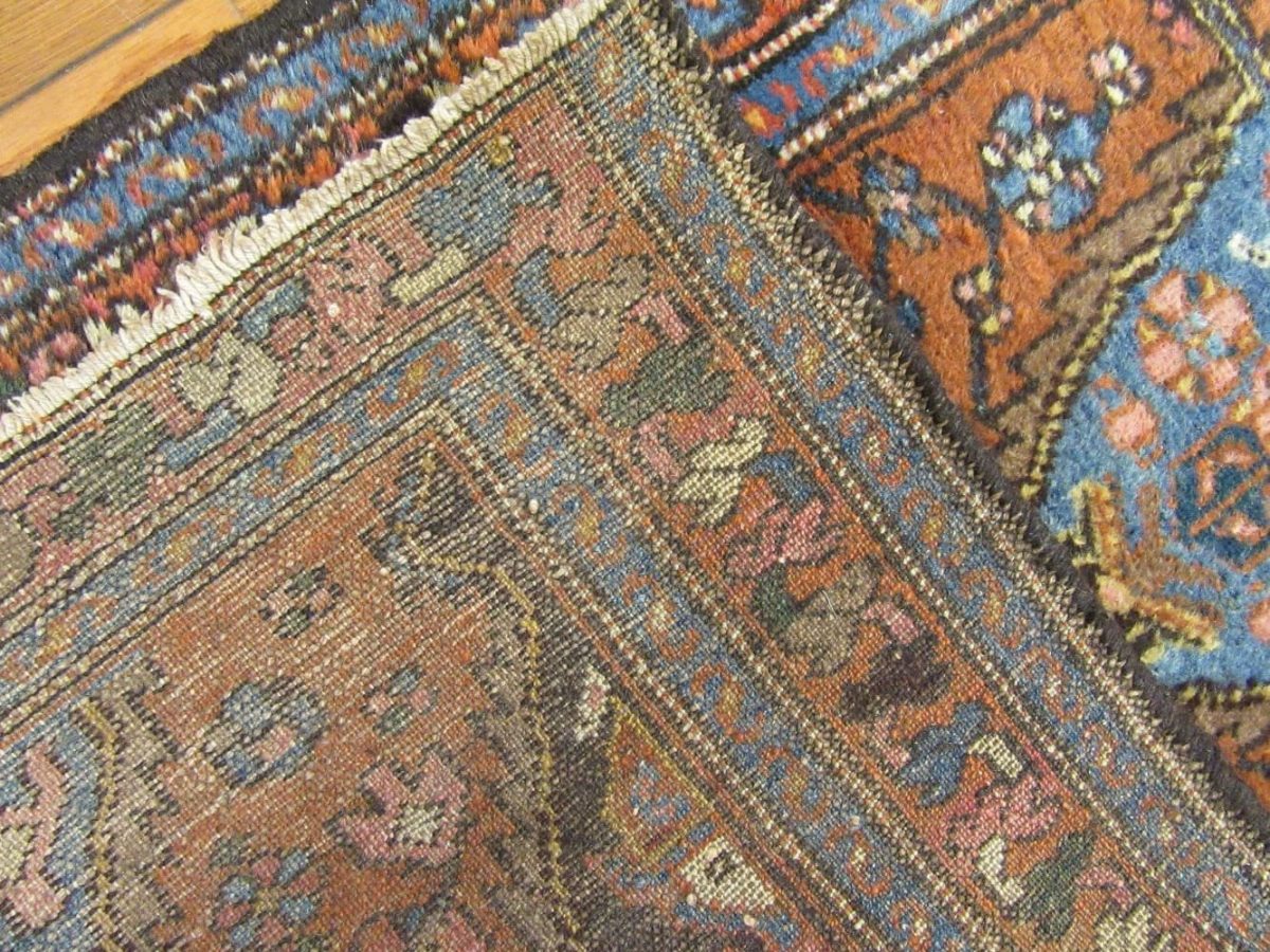 3′ x 9′ Vintage Persian Runner Rug – Traditional Hand-Knotted Wool, Geometric Medallion Design
