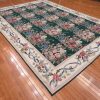 10′ x 14′ Large Handmade China Needlepoint Rug – Floral Design, Handcrafted Wool Needlework
