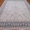 9′ x 12′ Pakistan Handmade Oriental Rug – Traditional Tabriz Floral Design, Ivory & Soft Blue