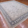 9′ x 12′ Pakistan Handmade Oriental Rug – Traditional Tabriz Floral Design, Ivory & Soft Blue
