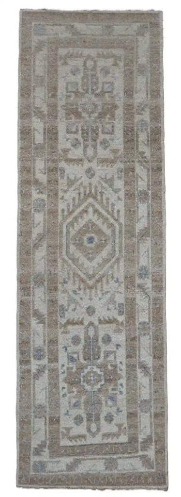 3′ x 10′ Beige Fine Hand-Knotted New Turkish Oushak Runner Rug – Transitional Wool