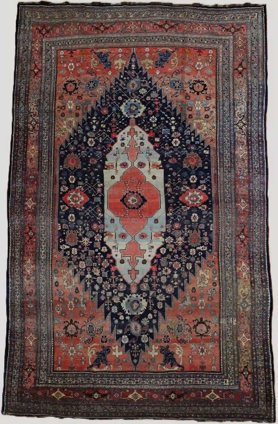 11′ x 19′ Red Fine Hand-Knotted Antique Persian Bidjar – Traditional Wool