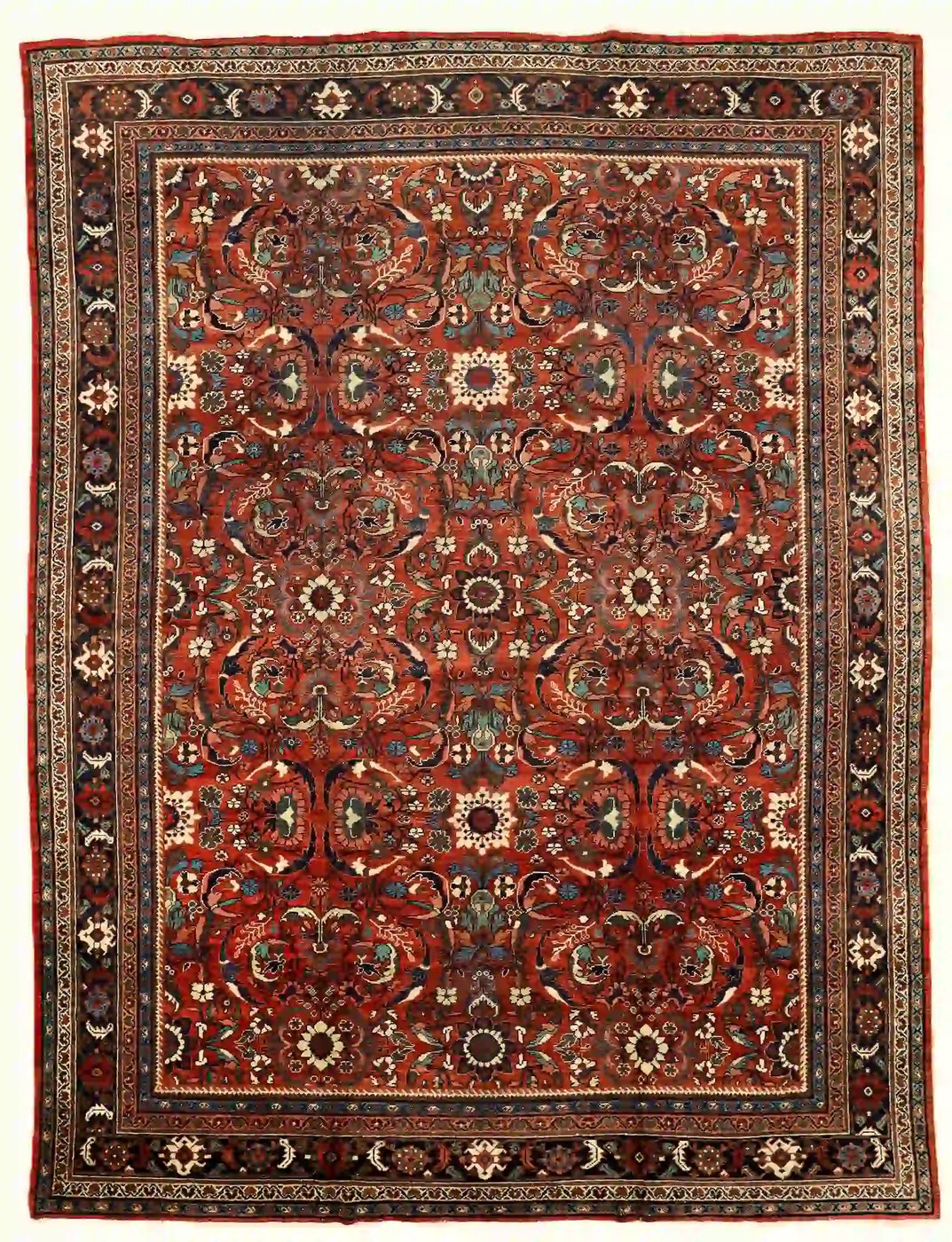 11′ x 14′ Red Fine Hand-Knotted Semi-antique Persian Mahal – Traditional Wool