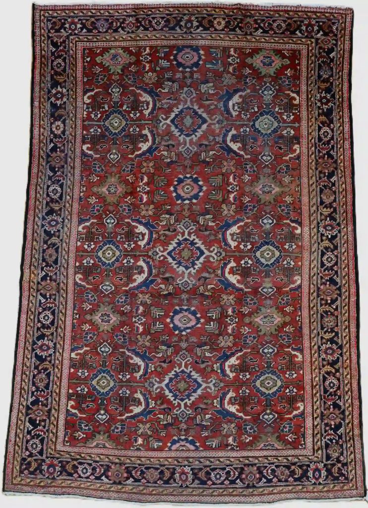 9′ x 12′ Red Fine Hand-Knotted Semi-antique Persian Mahal – Traditional Wool