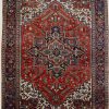 8′ x 11′ Red Fine Hand-Knotted Persian Heriz – Traditional Wool