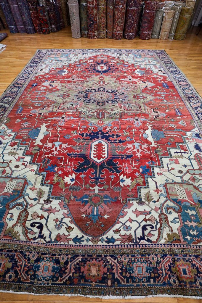 14′ x 20′ Red Fine Hand-Knotted Antique Persian Serapi – Traditional Wool 14′ x 20′ Red Fine Hand-Knotted Antique Persian Serapi – Traditional Wool