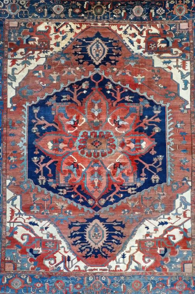 13′ x 16′ Red Fine Hand-Knotted Antique Persian Serapi – Traditional Wool