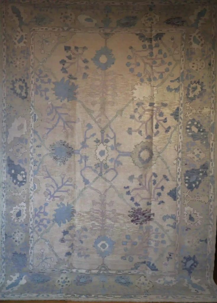 10′ x 14′ Pale Blue Fine Hand-Knotted New Turkish Oushak Rug – Traditional Wool