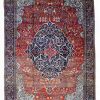 11′ x 17′ Red Fine Hand-Knotted Antique Persian Sarouk Farahan Rug – Traditional Wool