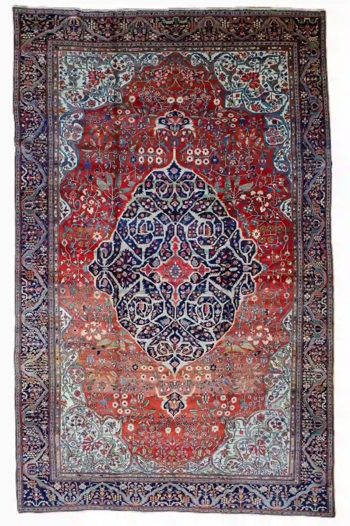 11′ x 17′ Red Fine Hand-Knotted Antique Persian Sarouk Farahan Rug – Traditional Wool 11′ x 17′ Red Fine Hand-Knotted Antique Persian Sarouk Farahan Rug – Traditional Wool