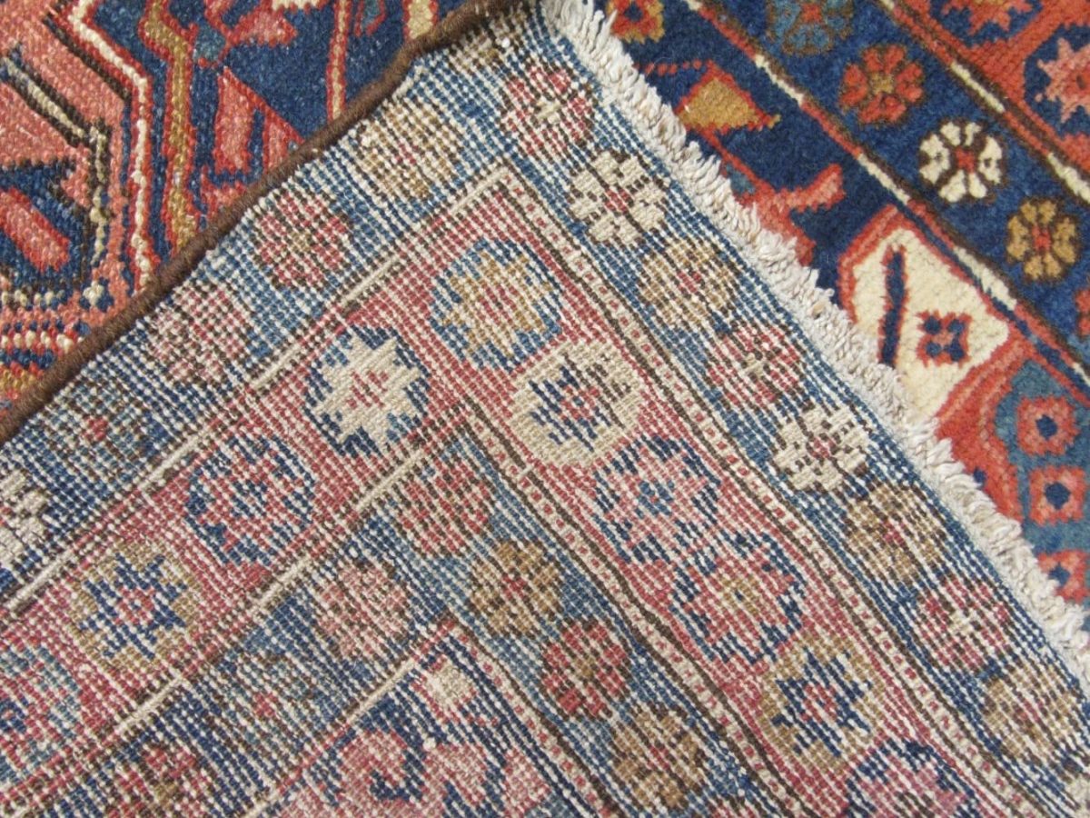 3′ x 15′ Tribal Handmade Persian Heriz Runner – Traditional Geometric Style, Navy & Rust - 5 3′ x 15′ Tribal Handmade Persian Heriz Runner – Traditional Geometric Style, Navy & Rust
