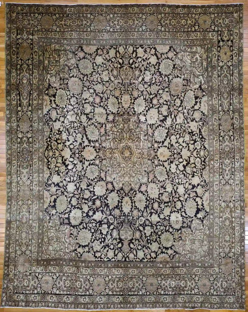 9′ x 13′ Beige Fine Hand-Knotted Persian Tabriz Rug – Traditional Wool