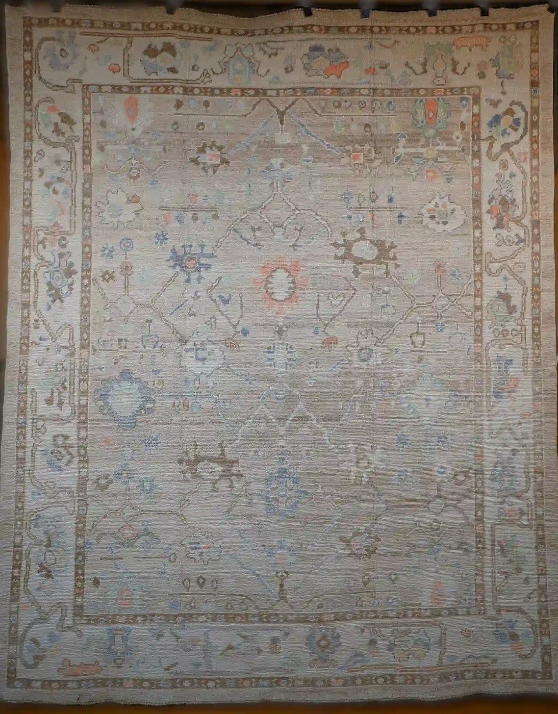 8′ x 10′ Ivory Fine Hand-Knotted New Turkish Oushak Rug – Traditional Wool