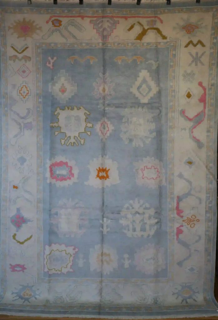 7′ x 10′ Light Blue Fine Hand-Knotted New Turkish Oushak Rug – Traditional Wool