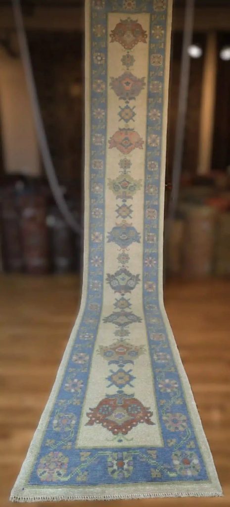 3′ x 17′ Beige Fine Hand-Knotted New Turkish Oushak Runner Rug– Traditional Wool