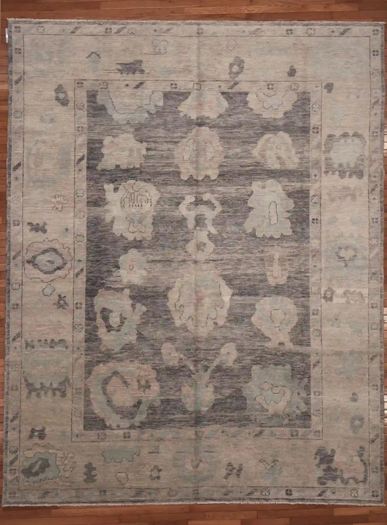 9′ x 12′ Beige Fine Hand-Knotted Turkish Oushak Rug – Traditional Wool