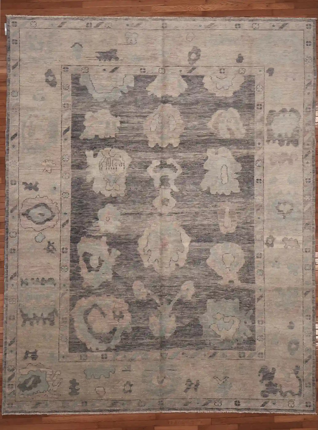 9′ x 12′ Beige Fine Hand-Knotted Turkish Oushak Rug – Traditional Wool