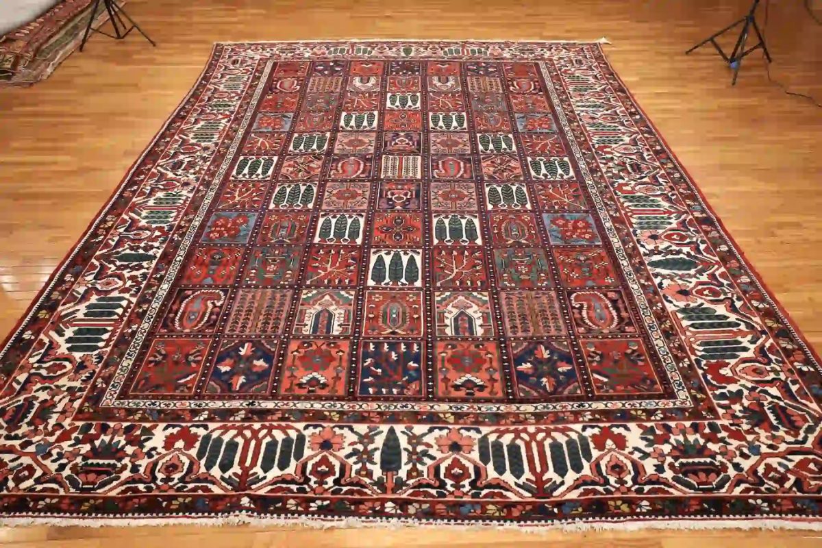 11′ x 14′ Multi-Color Fine Hand-Knotted Semi-Antique Persian Bakhtiari Rug – Traditional Wool