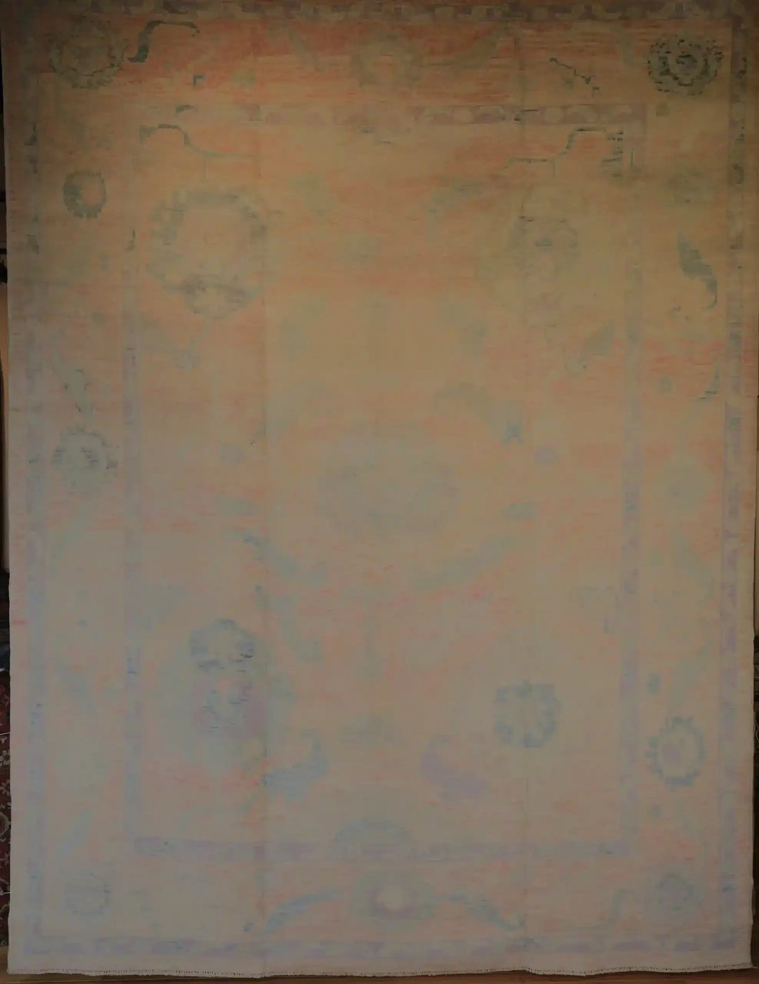 10′ x 13′ Peach Fine Hand-Knotted New Turkish Oushak Rug – Traditional Wool