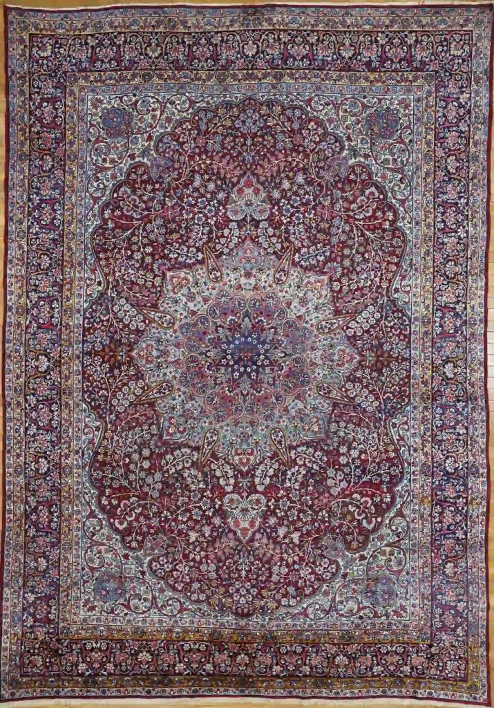 8′ x 11′ Red Fine Hand-Knotted Semi Antique Persian Kerman Rug – Traditional Wool