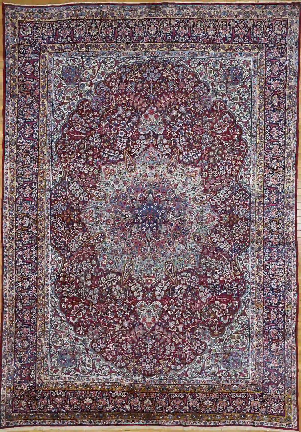 8′ x 11′ Red Fine Hand-Knotted Semi Antique Persian Kerman Rug – Traditional Wool