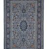 4′ x 7′ Light Blue Fine Hand-Knotted Persian Isfahan Rug – Traditional Silk and Wool