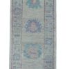 3′ x 16′ Light Blue Fine Hand-Knotted Turkish Oushak Runner Rug – Traditional Wool