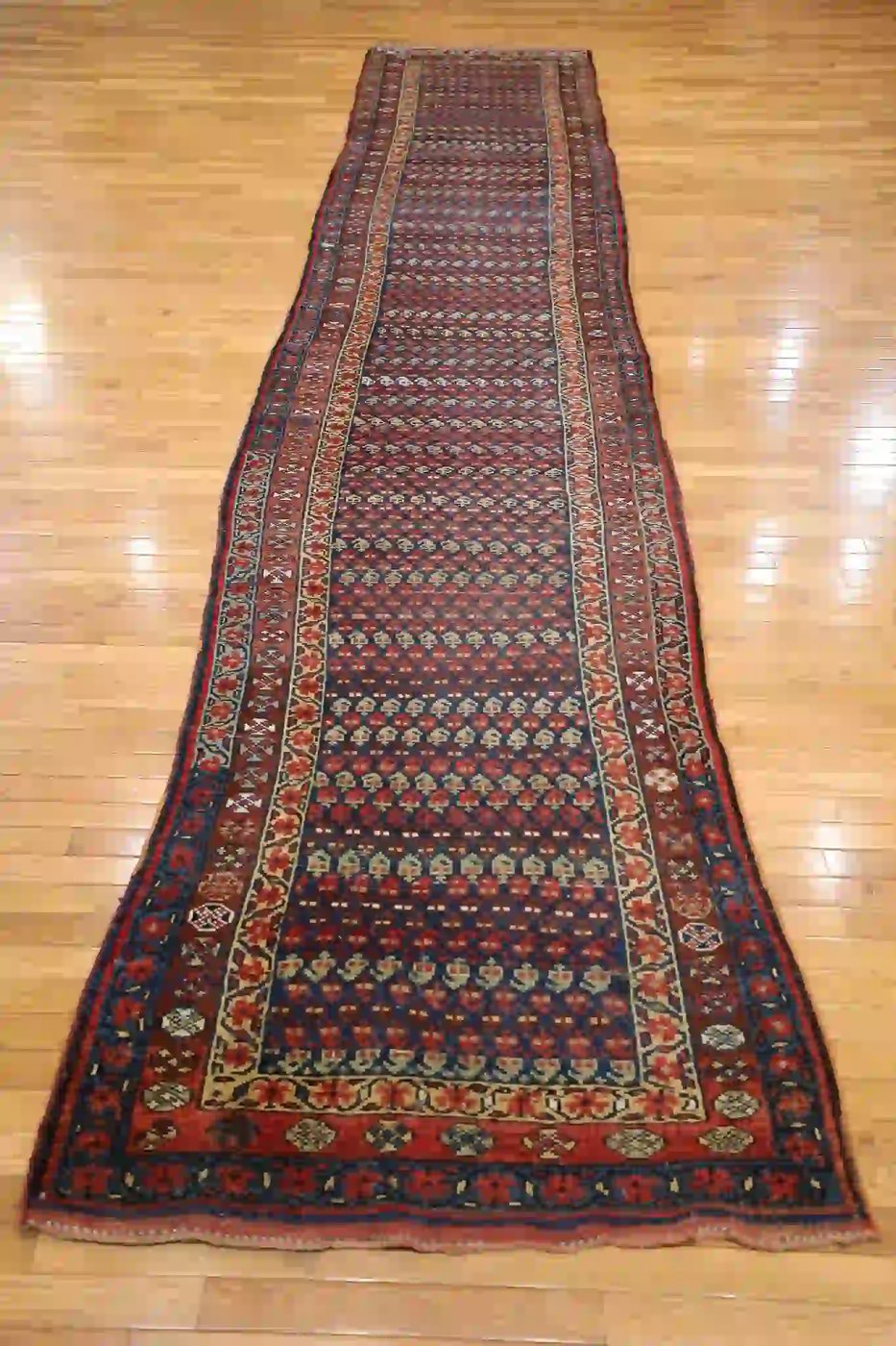 4′ x 16′ Navy Fine Hand-Knotted Antique Persian Kurdish Rug – Tribal Wool