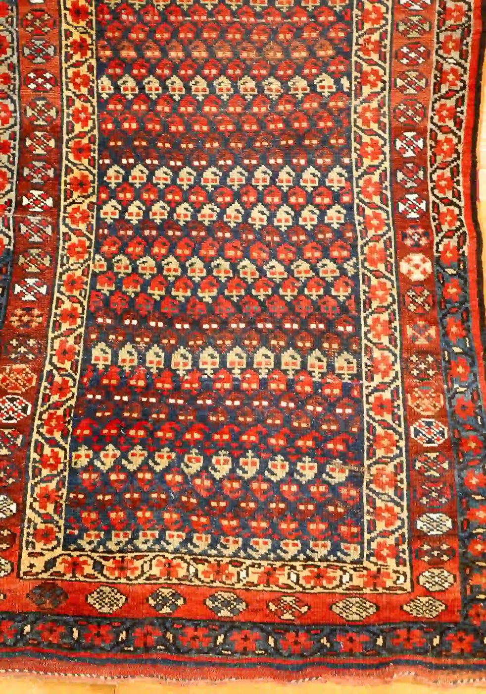 4′ x 16′ Navy Fine Hand-Knotted Antique Persian Kurdish Rug – Tribal Wool