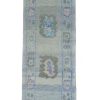 3′ x 15′ Light Blue Fine Hand-Knotted Turkish Oushak Runner Rug– Traditional Wool
