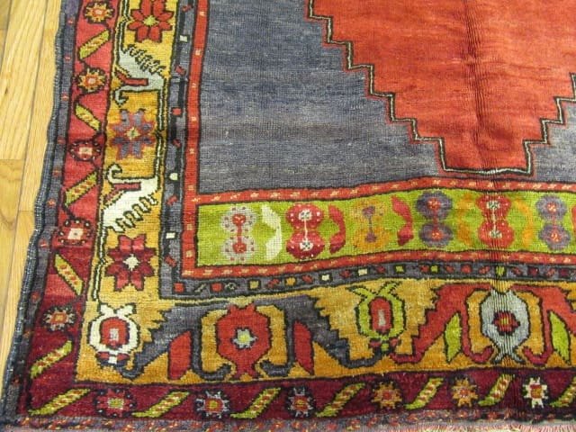 5′ x 10′ Tribal Handmade Anatolian Rug – Vintage Geometric Medallion, Red & Charcoal