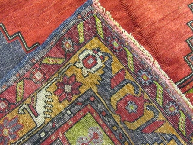 5′ x 10′ Tribal Handmade Anatolian Rug – Vintage Geometric Medallion, Red & Charcoal