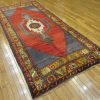5′ x 10′ Tribal Handmade Anatolian Rug – Vintage Geometric Medallion, Red & Charcoal
