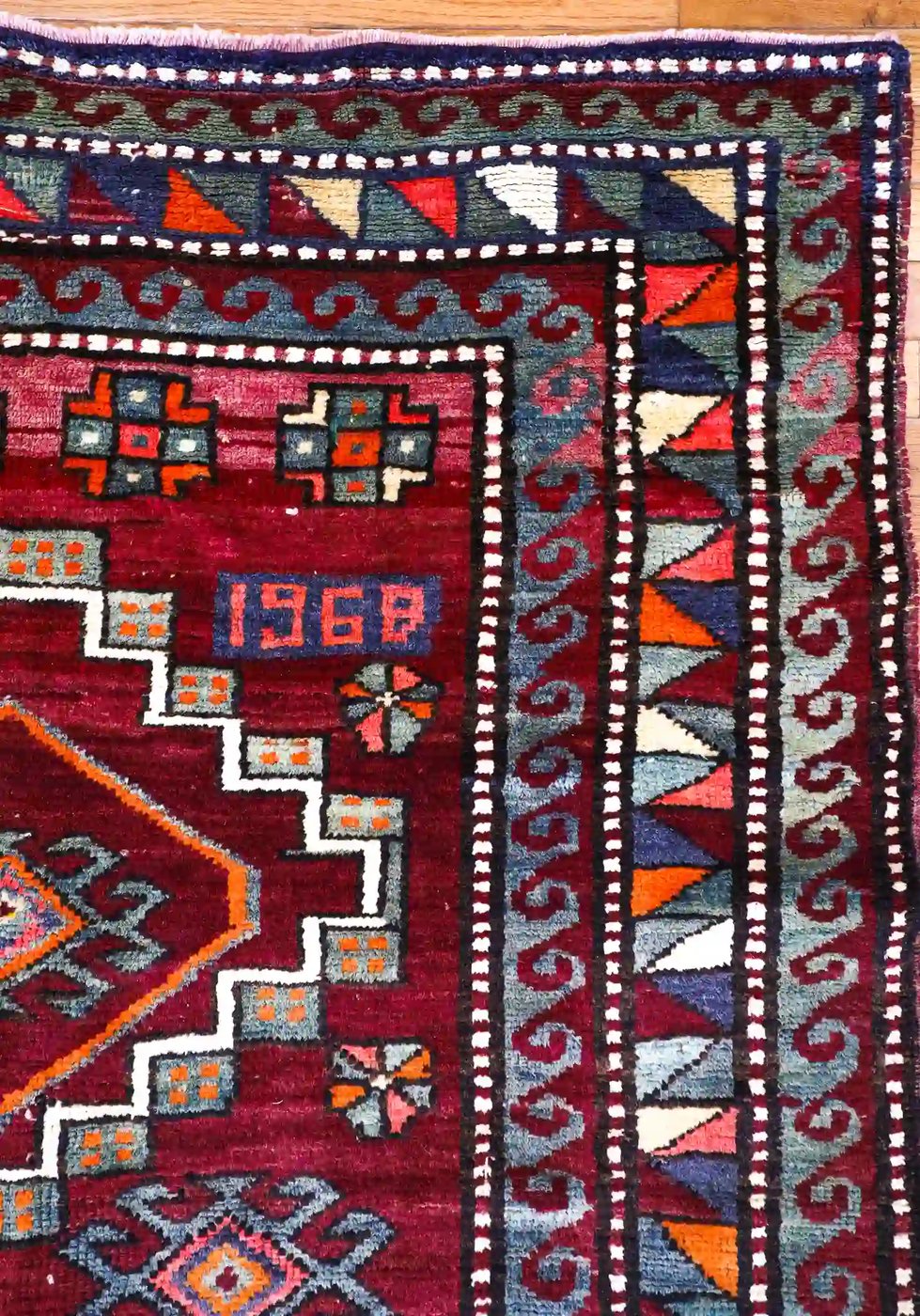 4′ x 8′ Burgundy Fine Hand-Knotted Turkish Oushak Runner Rug – Traditional Wool